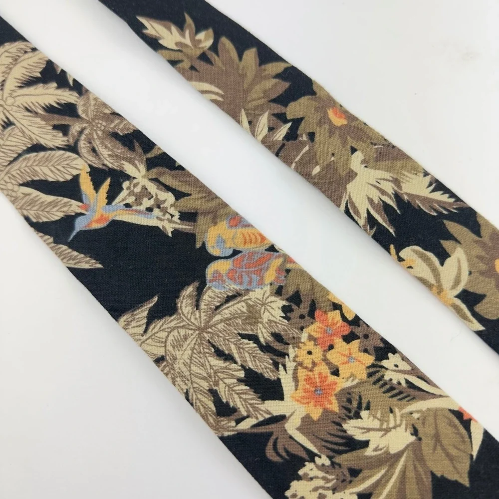 RUUM Boys Tropical Bird Floral Cotton Necktie Black Green Orange Size 8-14Y